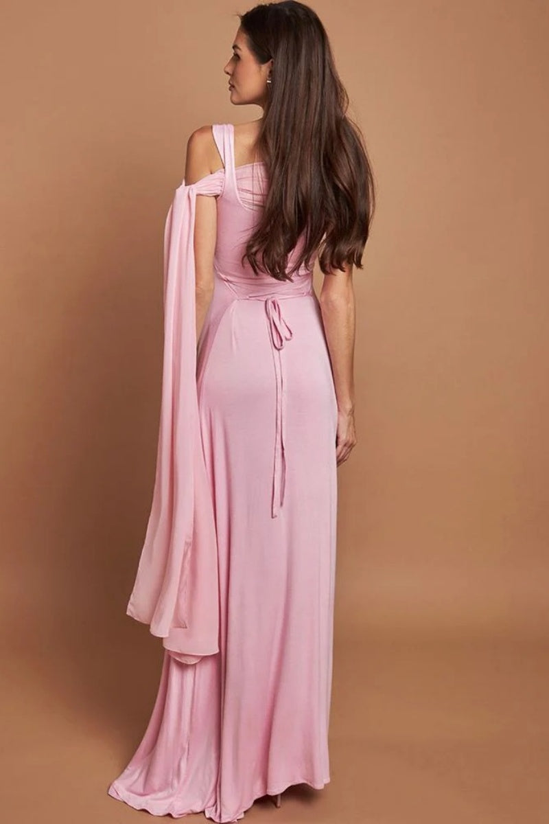 Pink Elegant Maxi Dresses-ROVOLE