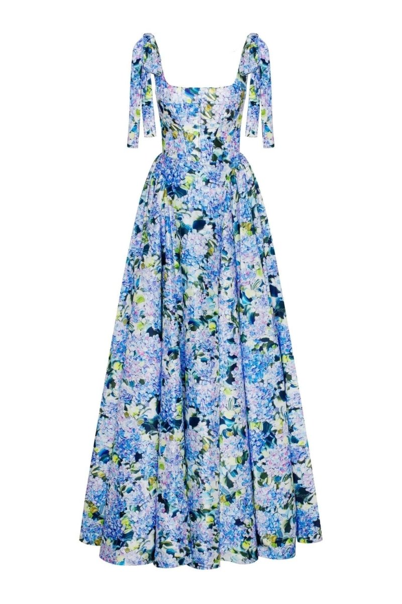 Kacey Hydrangea Printed Strap Maxi Dress-ROVOLE