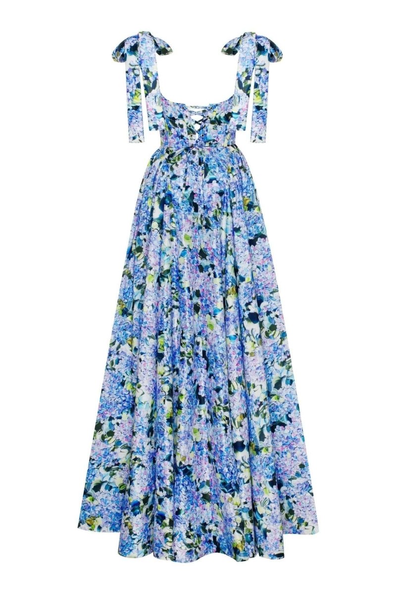 Kacey Hydrangea Printed Strap Maxi Dress-ROVOLE