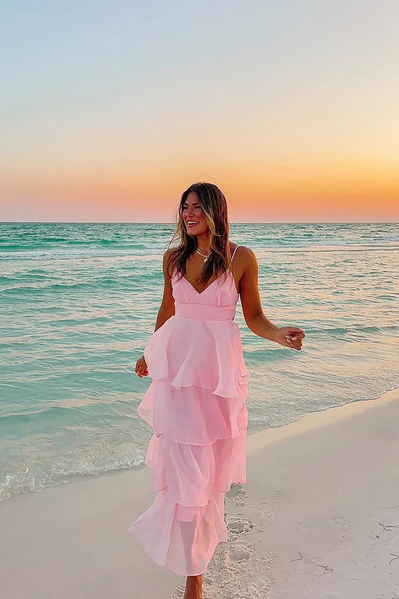 Shayla Maxi Dress - Pink-ROVOLE