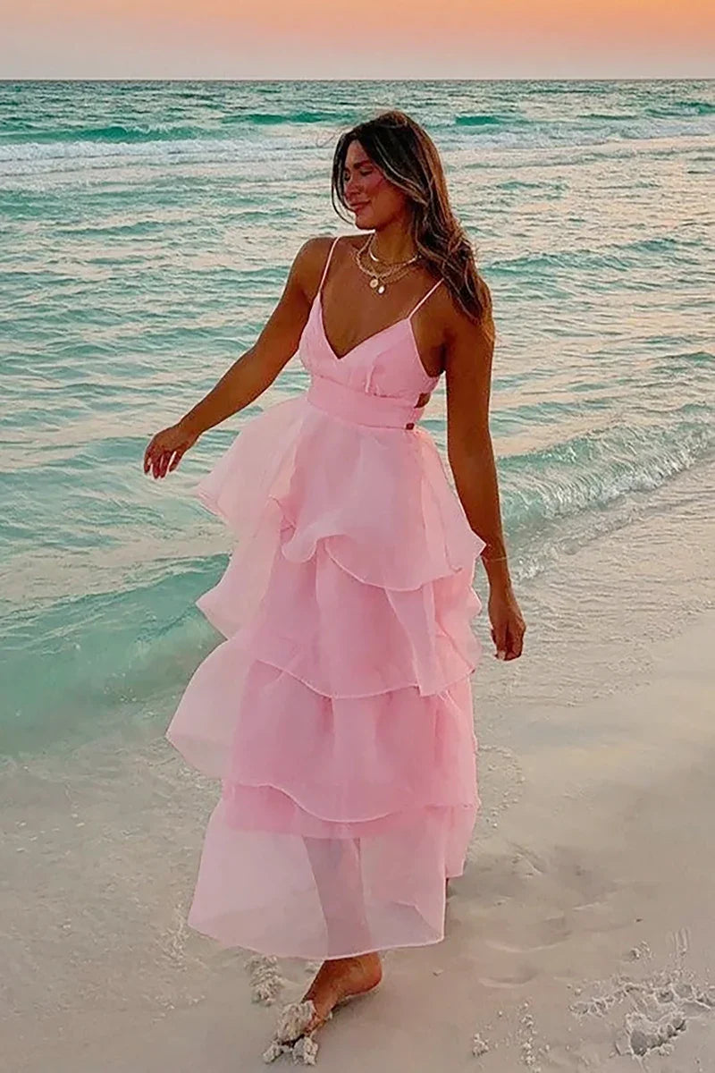 Shayla Maxi Dress - Pink-ROVOLE