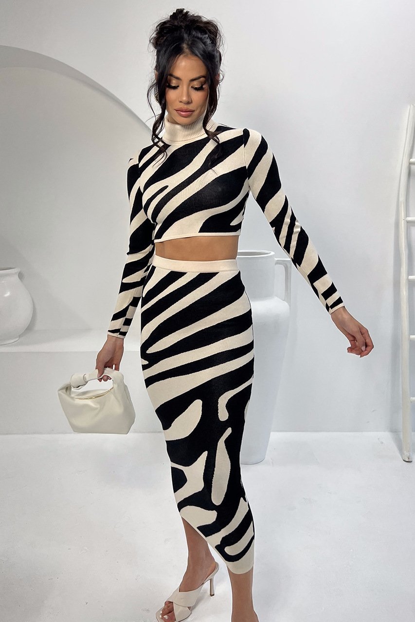 Lena Zebra Print Knit Set-ROVOLE