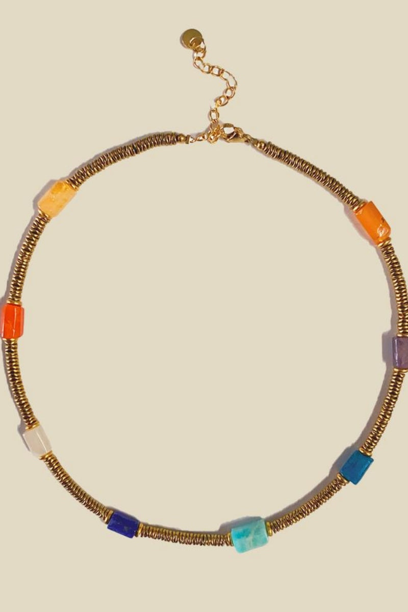 Moira Colliding Color Stone Necklace-ROVOLE