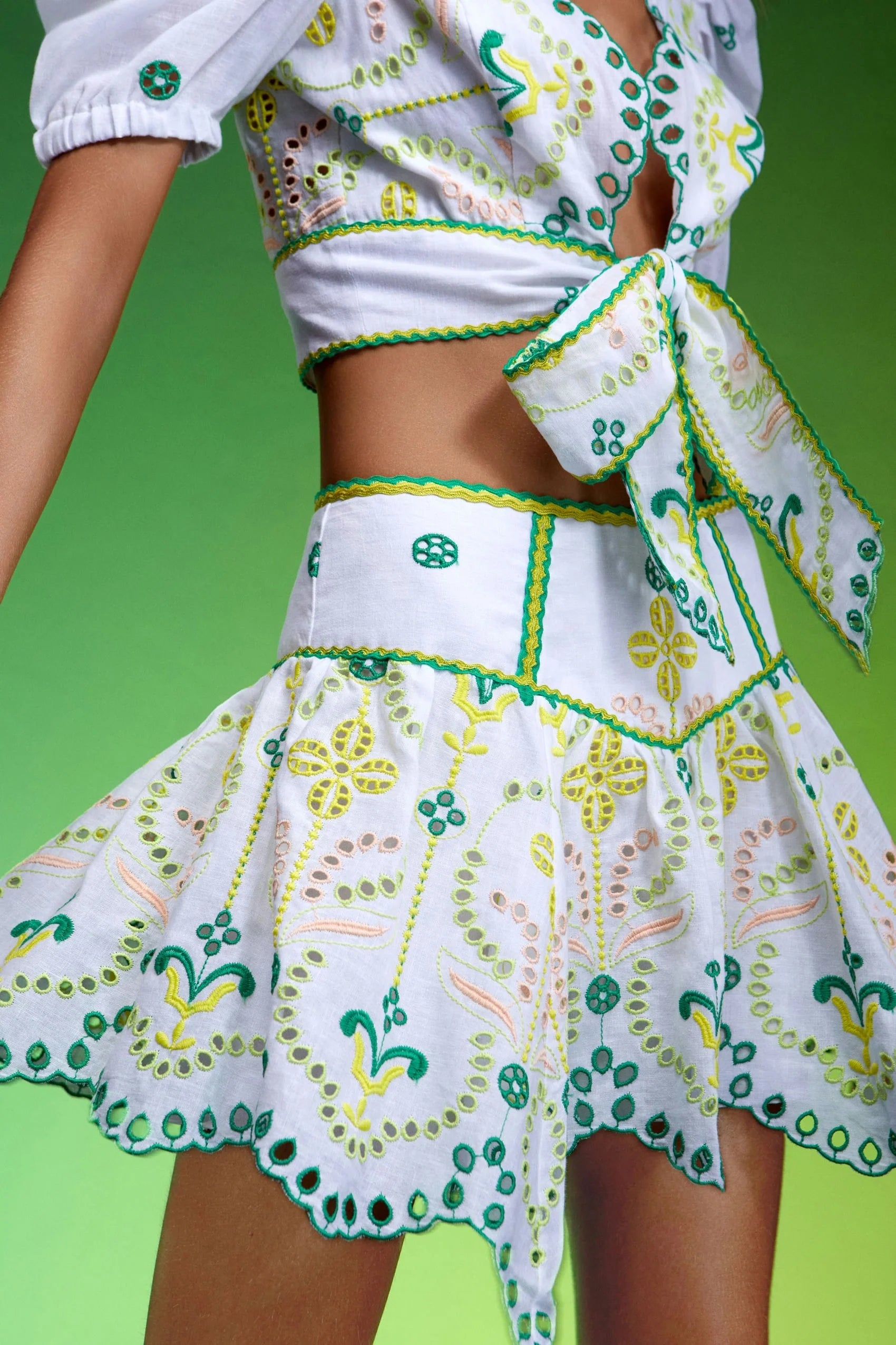 Amara Floral Embroidered Puff-Sleeve Set 🌼