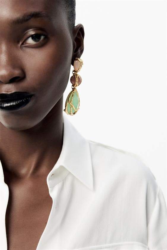 Multi Gem Dangle Earrings-ROVOLE