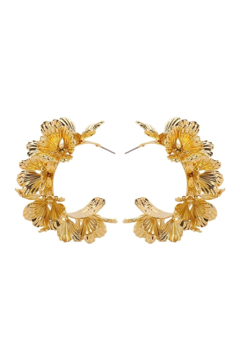 Multi-Layer Floral C-Shaped Earrings-ROVOLE