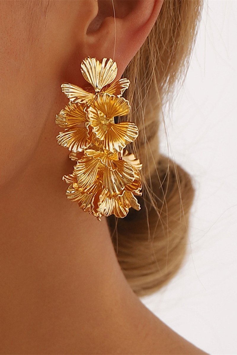 Multi-Layer Floral C-Shaped Earrings-ROVOLE