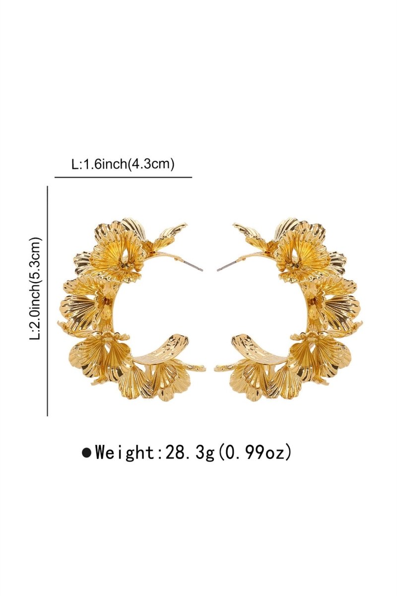 Multi-Layer Floral C-Shaped Earrings-ROVOLE