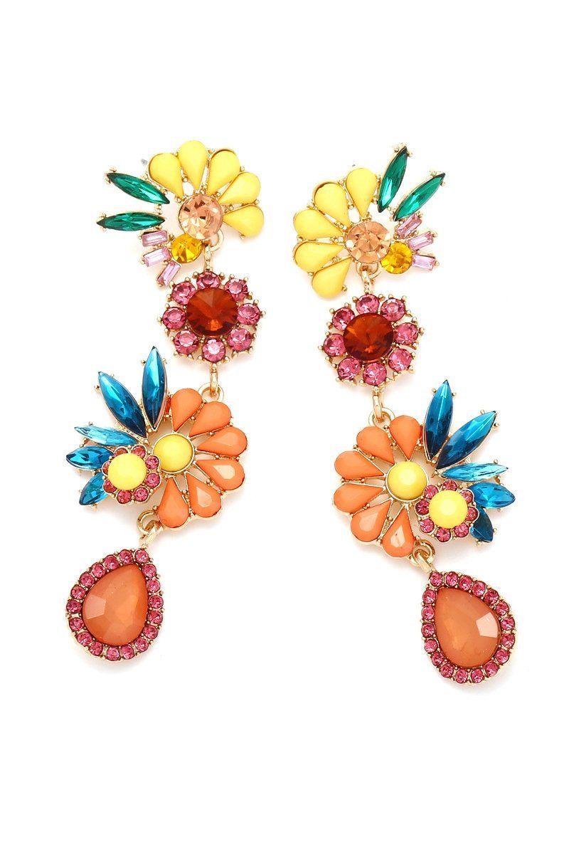 Neil Acrylic Flower Drop Earrings-ROVOLE