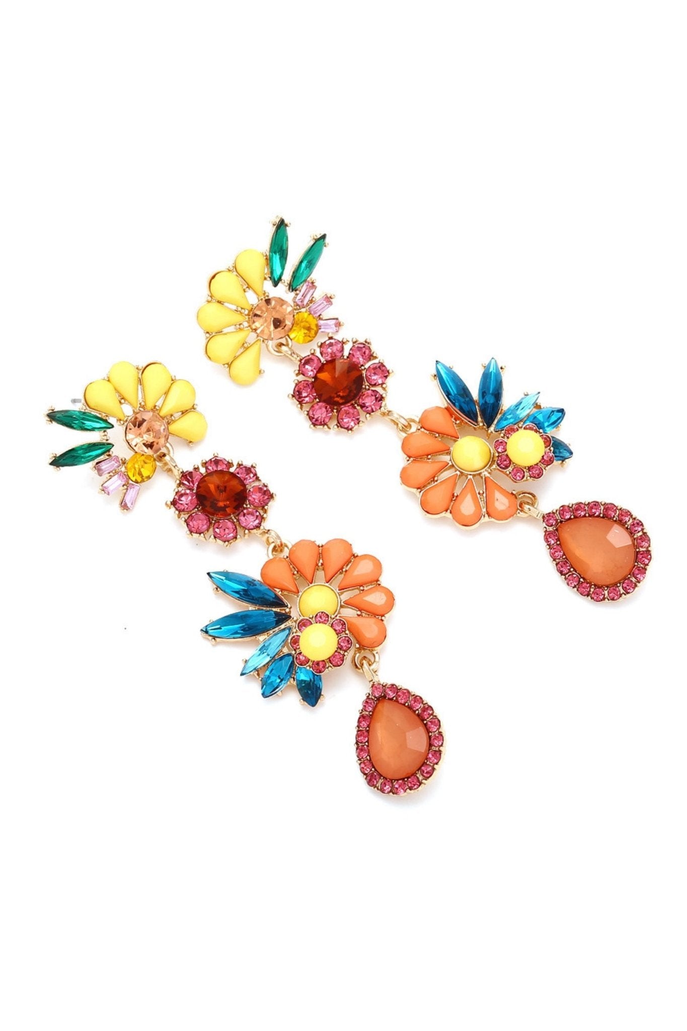 Neil Acrylic Flower Drop Earrings-ROVOLE