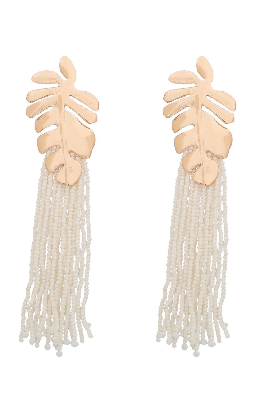 Palm Frond Beads Tassel Earring-ROVOLE
