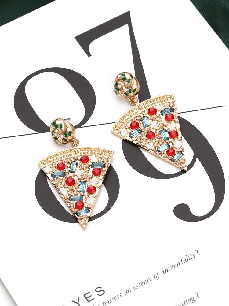 Pizza Diamante Drop Earrings-ROVOLE