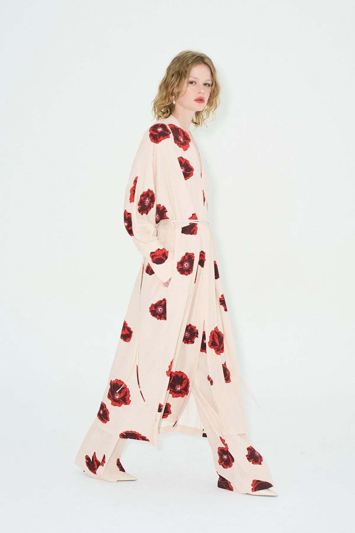 Sahara Print Kimono Dress - Coquelicot-ROVOLE