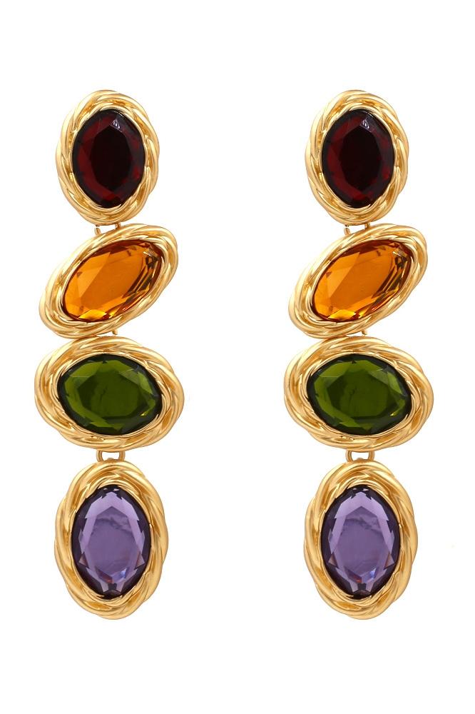 Retro Frame Gem Pendant Earrings-ROVOLE