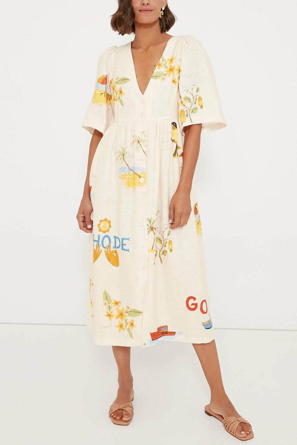 Printed Midi Dress-ROVOLE