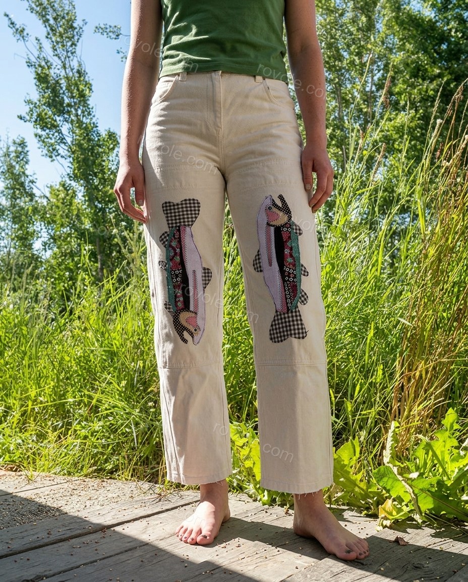 Ivory Muse City Layer Embroidered Pants by rovole.com