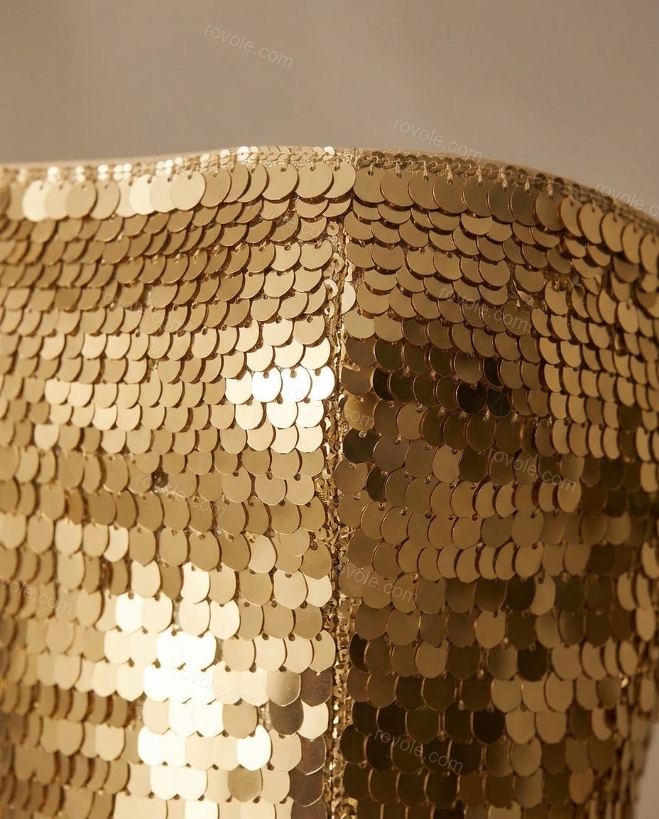 Gold Sleek Sequin Maxi Dress Gold Maxi Dress with Structured silhouette and Textured texture, additional styling view for Event Dressing, an estate dinner at golden hour, Summer weekend plans, dinner reservations, and late-summer travel, US East / Hampton by rovole.com