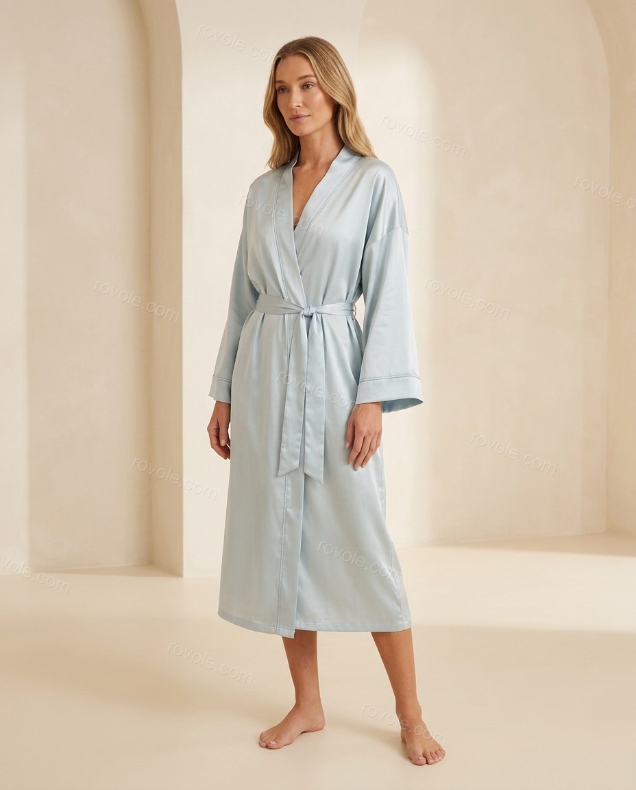Light Blue Elevated Satin Jacket Light Blue Jacket with Relaxed Fit silhouette and Satin texture, front view product image for Wedding Guest, a private garden lunch, Summer weekend plans, dinner reservations, and late-summer travel, US East / Hamptons Eli by rovole.com