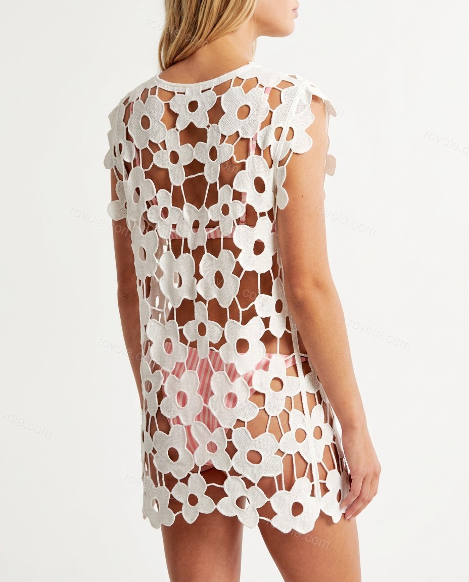 Ivory Refined Floral Flowing Jacket Ivory Jacket with Relaxed Fit silhouette and Textured texture, side or back garment view for City Layering, a rooftop dinner in LA, Summer weekend plans, dinner reservations, and late-summer travel, US Coastal Glam by rovole.com