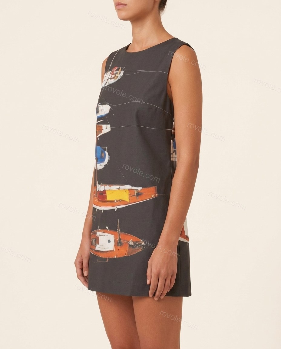 Grey Effortless Scenic Print Mini Dress by rovole.com