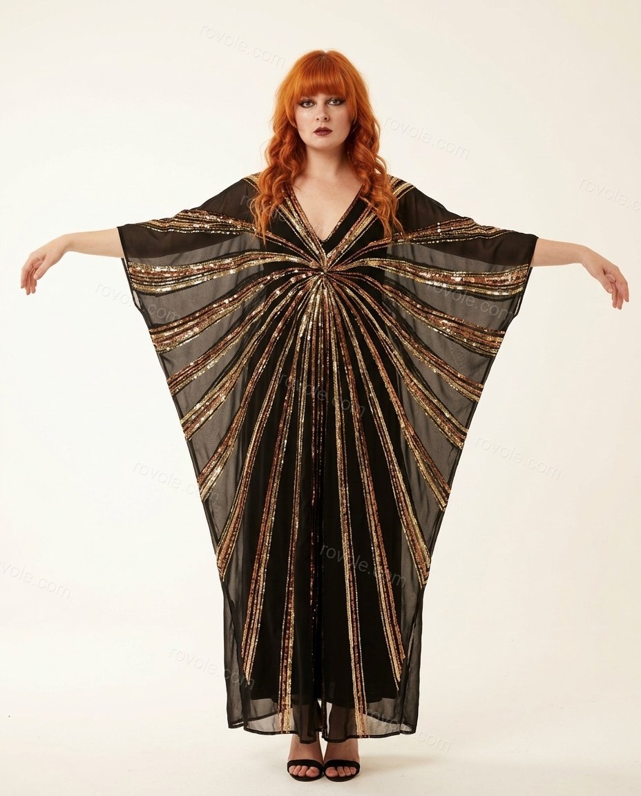 Black Maxi Chiffon Dress, front studio view, by rovole.com