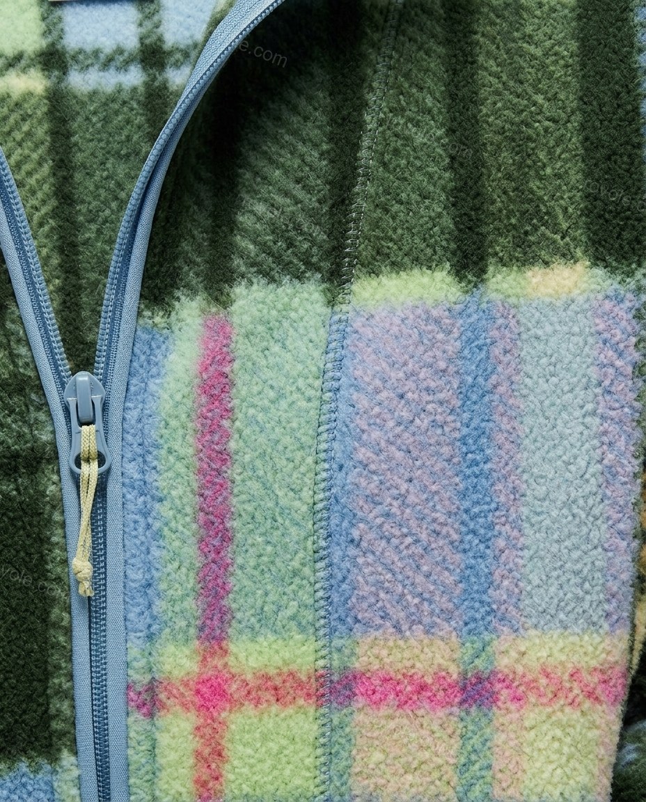 Green Patchwork Cape Blouse, close-up of patchwork, by rovole.com