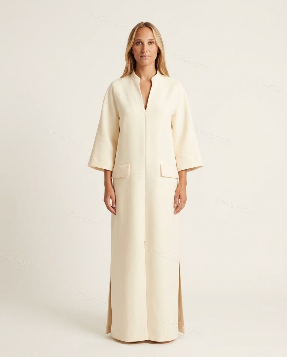 Cream Maxi Dress, front studio view, by rovole.com