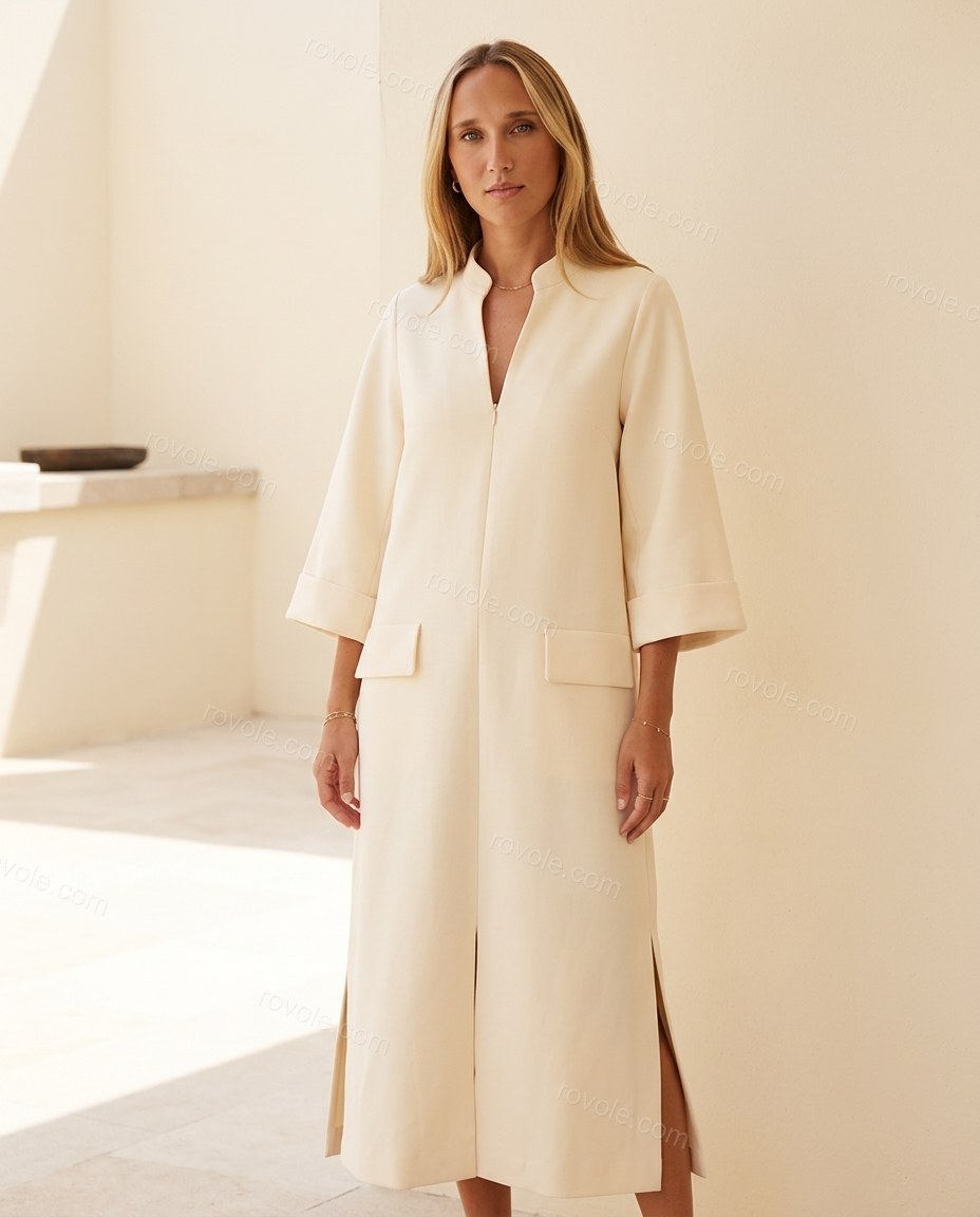 Cream Maxi Dress, full-length hero view, by rovole.com