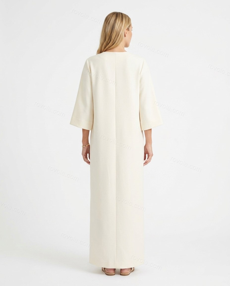 Cream Maxi Dress, back studio view showing unclear, no clear back view, by rovole.com