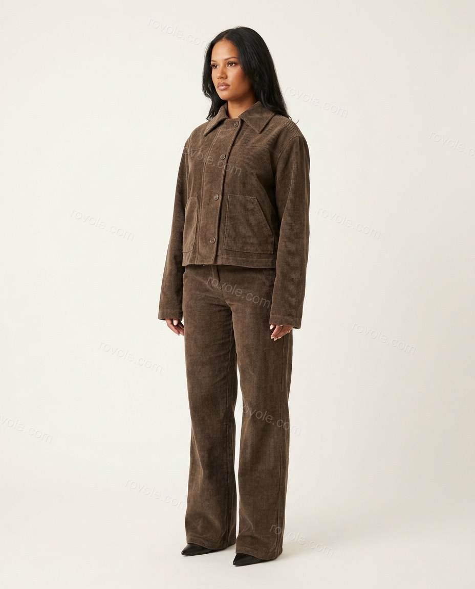 Brown Corduroy Pants Set, front studio view, by rovole.com