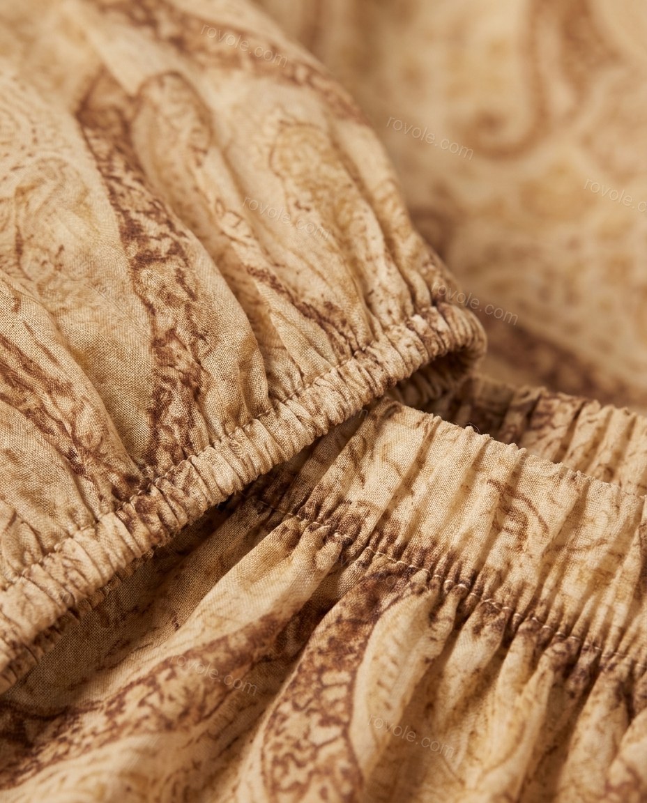 Beige Paisley Maxi Skirt Set, close-up of paisley, by rovole.com
