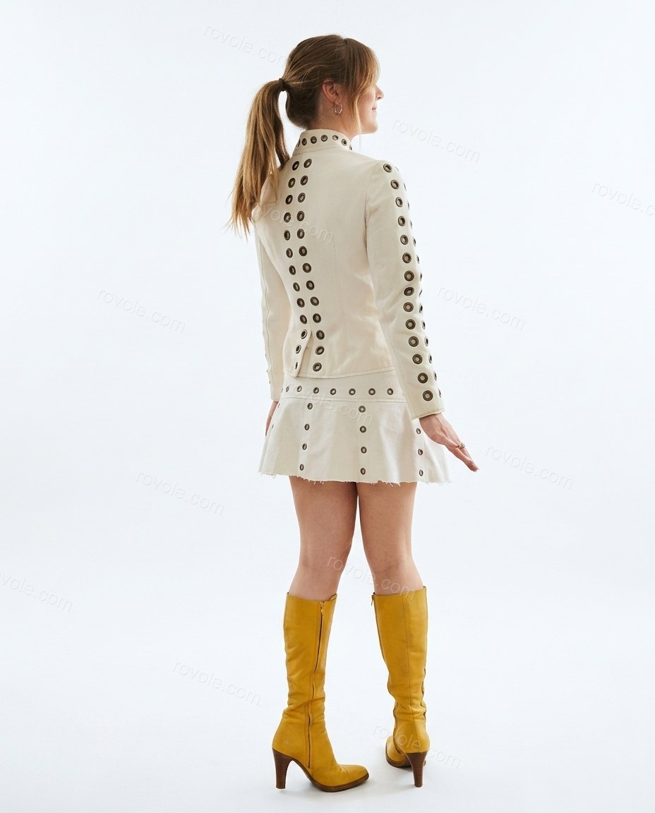 Off-white Mini Jacket & Skirt Set, back studio view, by rovole.com