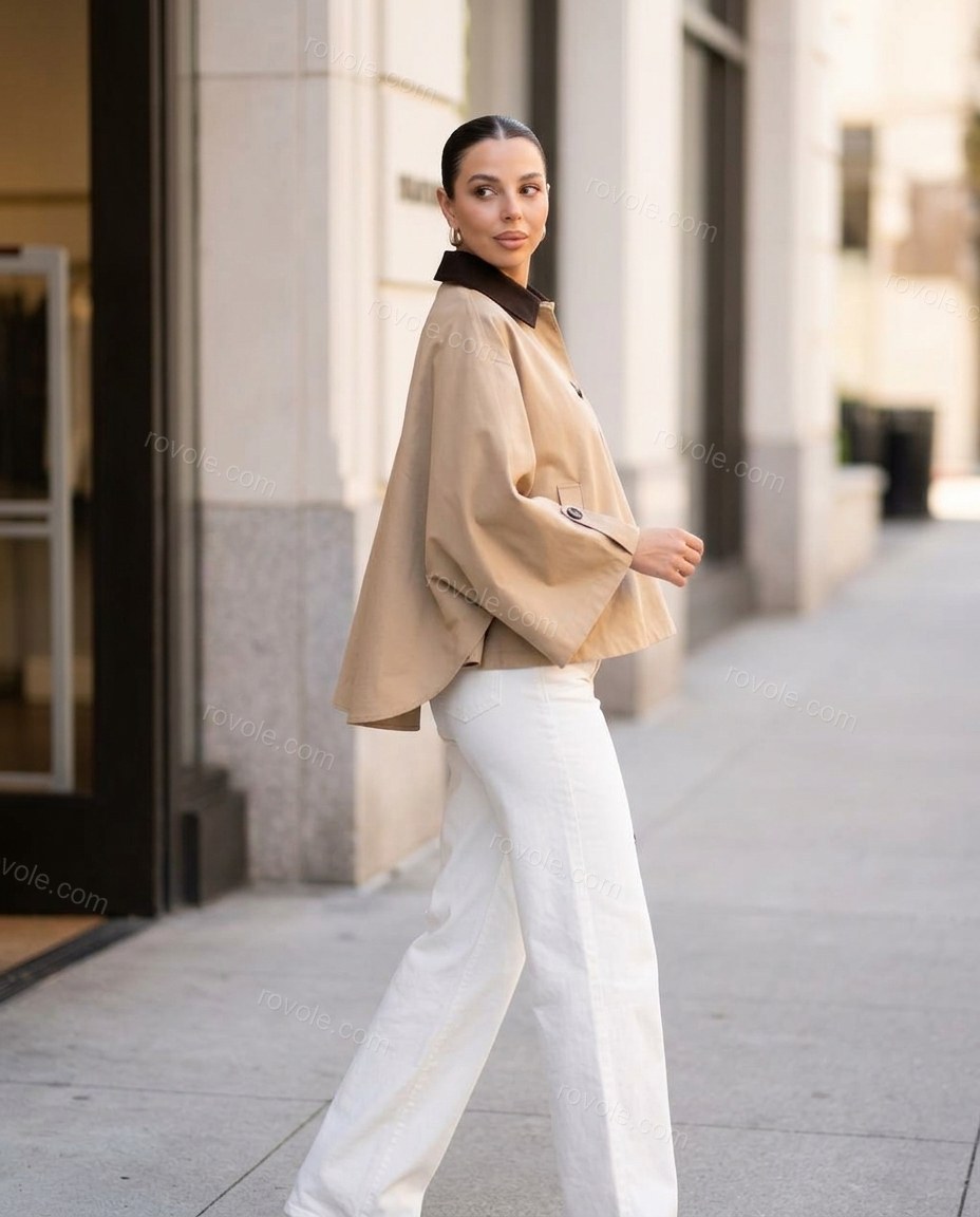 Beige Cape Blouse, alternate use-case lifestyle view, by rovole.com