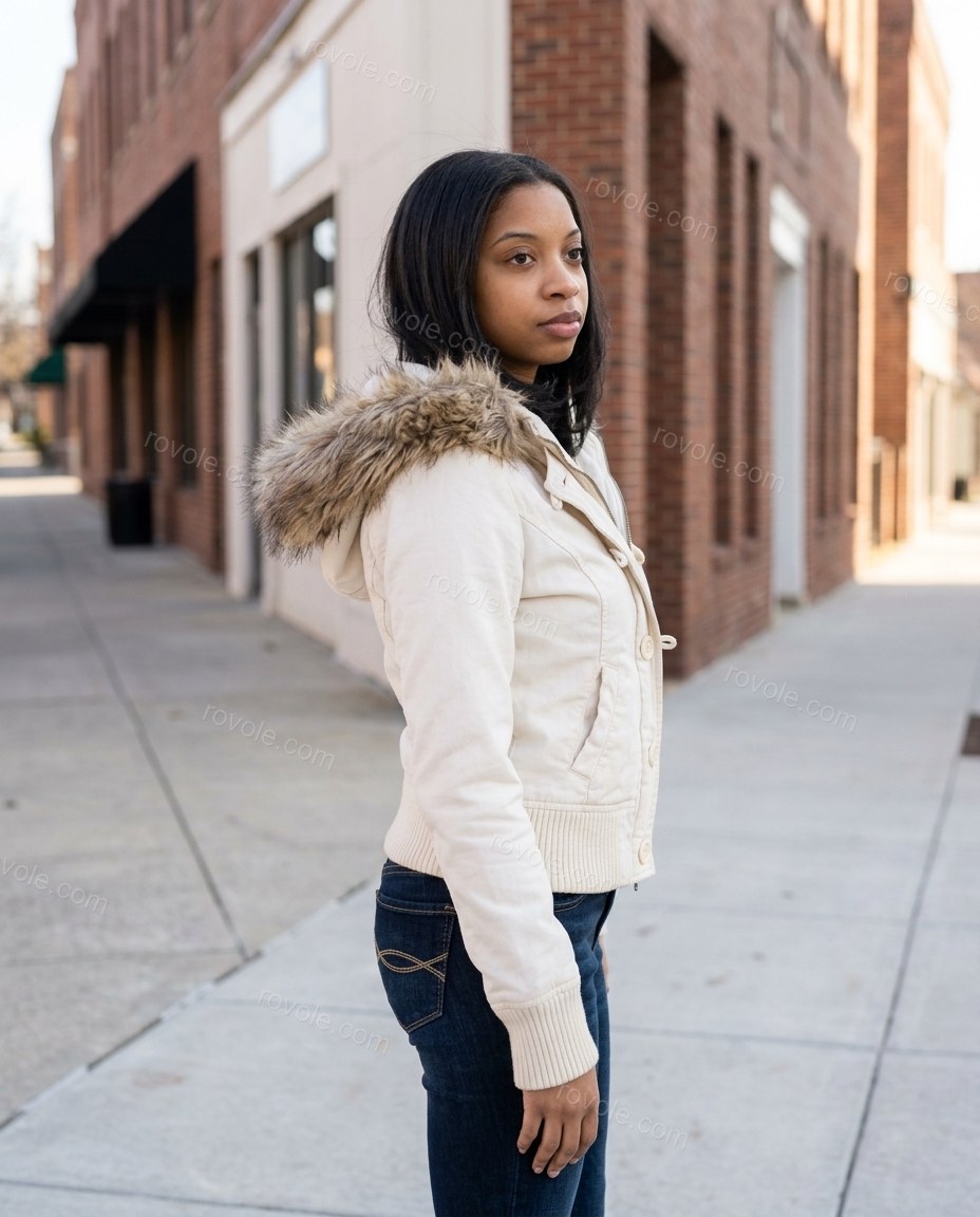 Off-white Faux-Fur Knit Ribbed Jacket, alternate use-case lifestyle view, by rovole.com