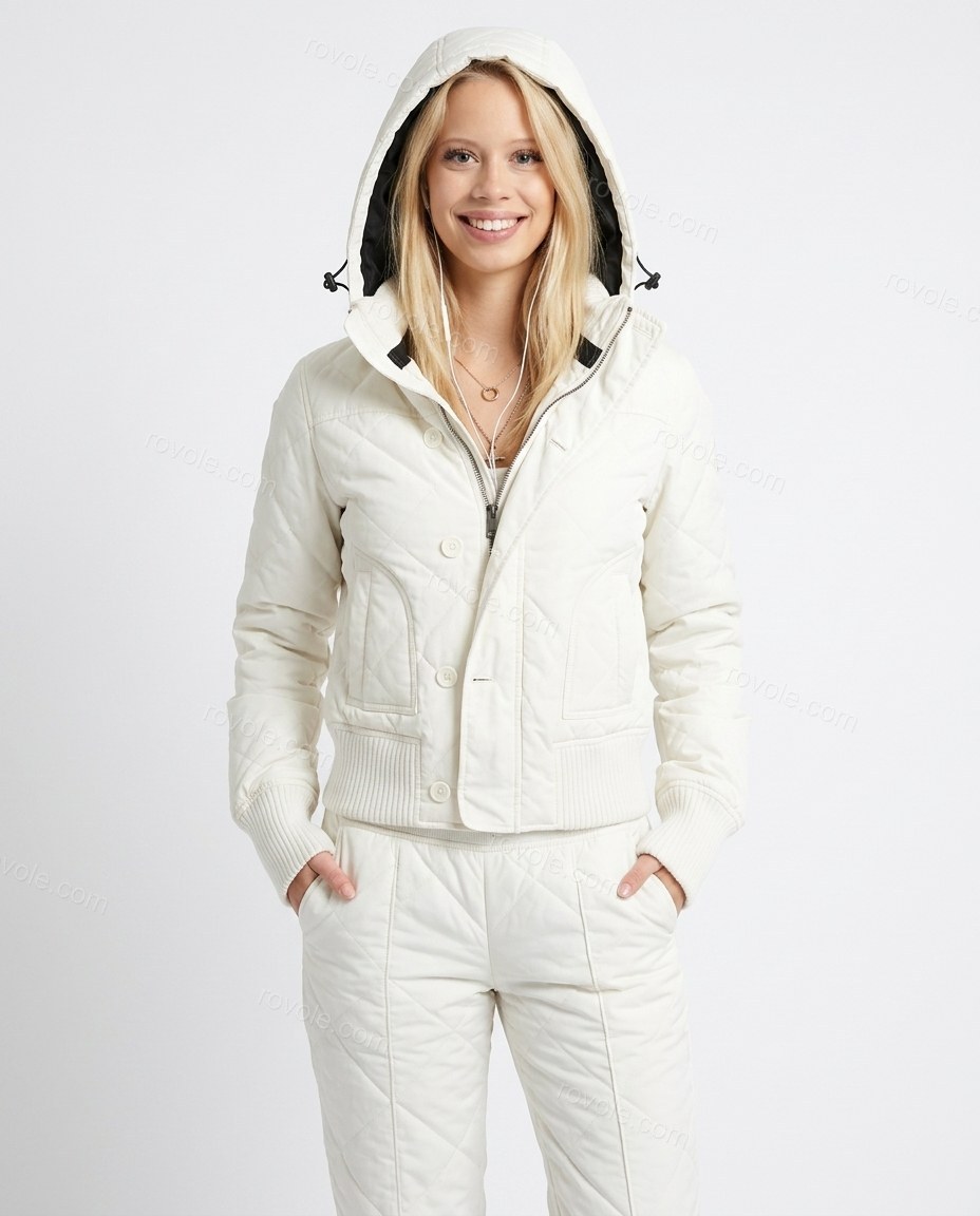 White Knit Ribbed Two-Piece Set, front studio view, by rovole.com