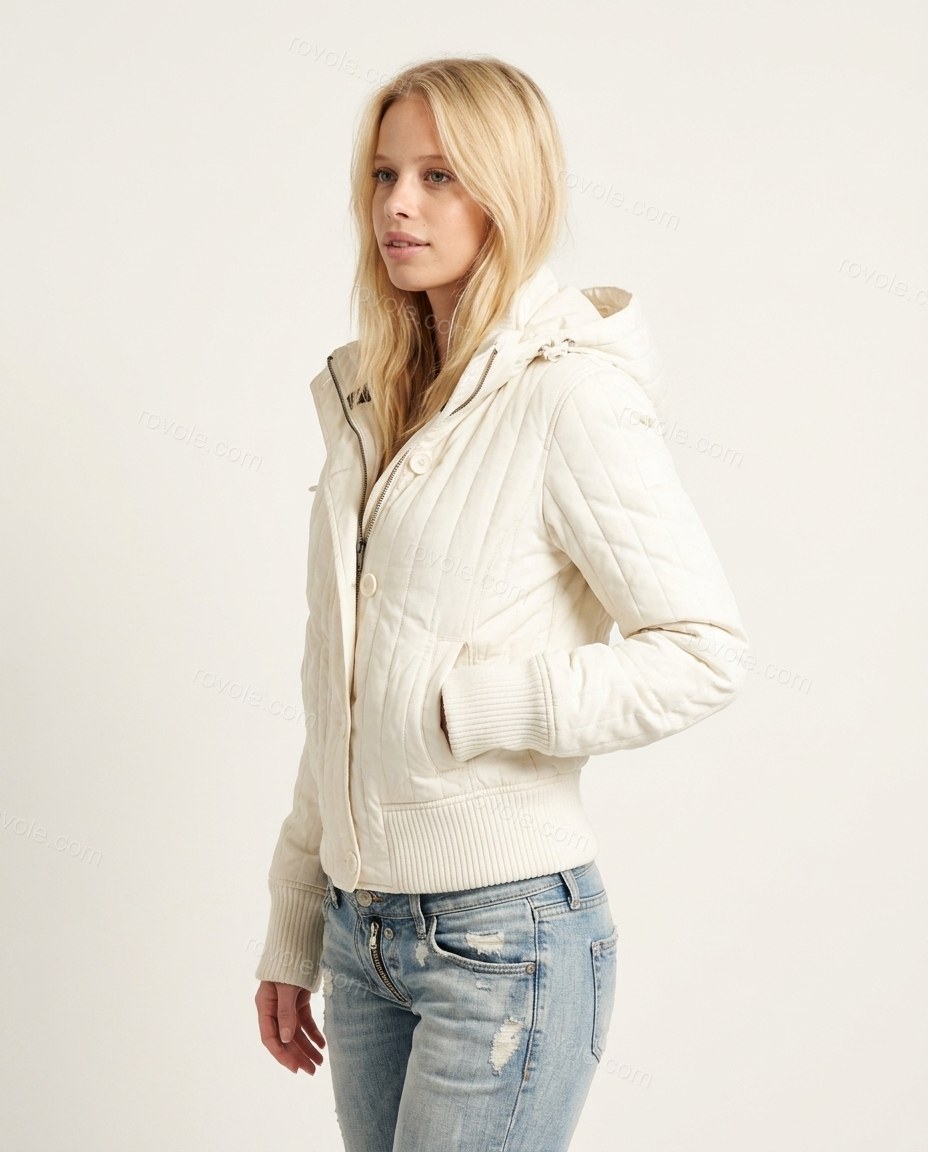 White Knit Ribbed Two-Piece Set, side and back studio view showing no visible back details, plain back panel, by rovole.com