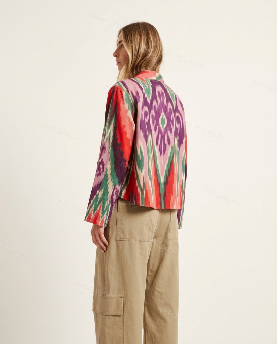 Multi-Color Ikat Jacket, back studio view, by rovole.com