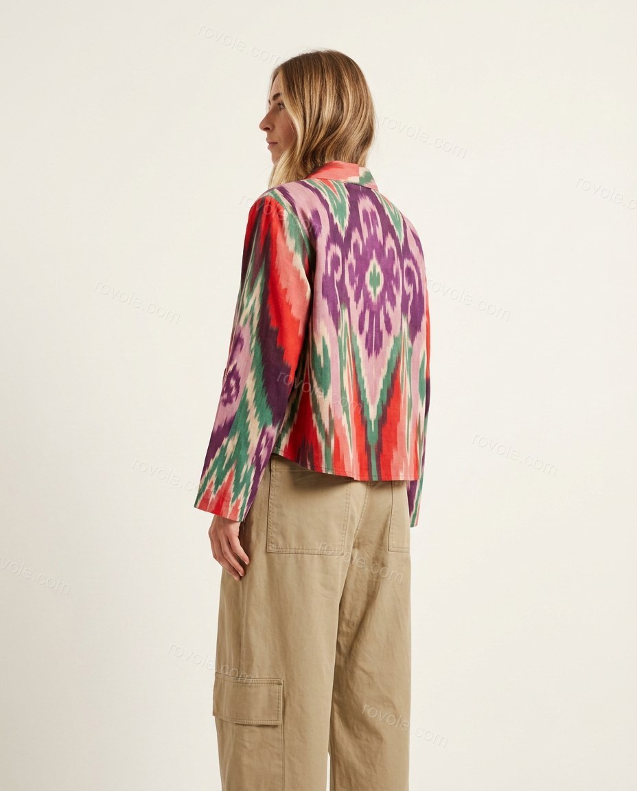 Multi-Color Ikat Jacket, back studio view, by rovole.com