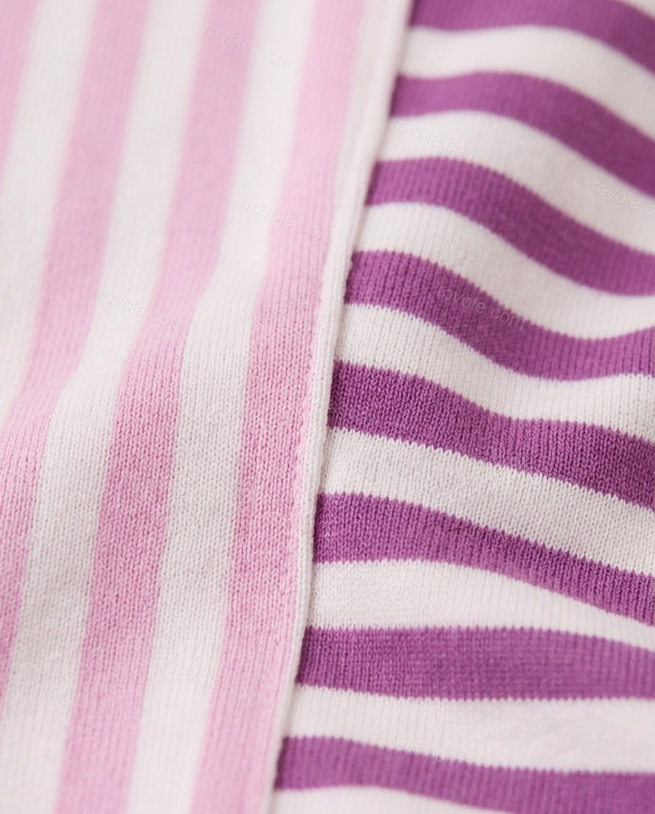 Purple Striped Cotton Ribbed Top, close-up of striped, by rovole.com