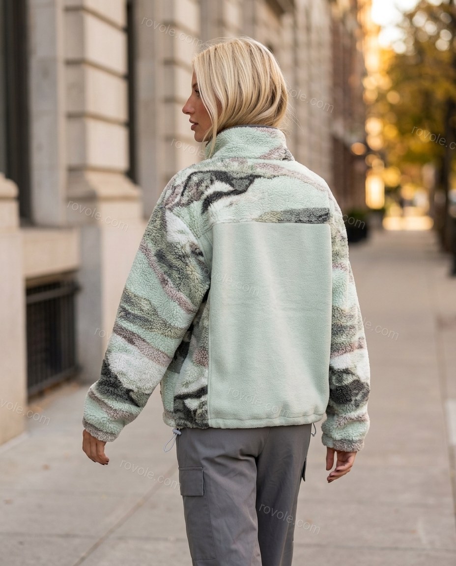 Light Green Abstract Two-Piece Set, movement and fit lifestyle view, by rovole.com