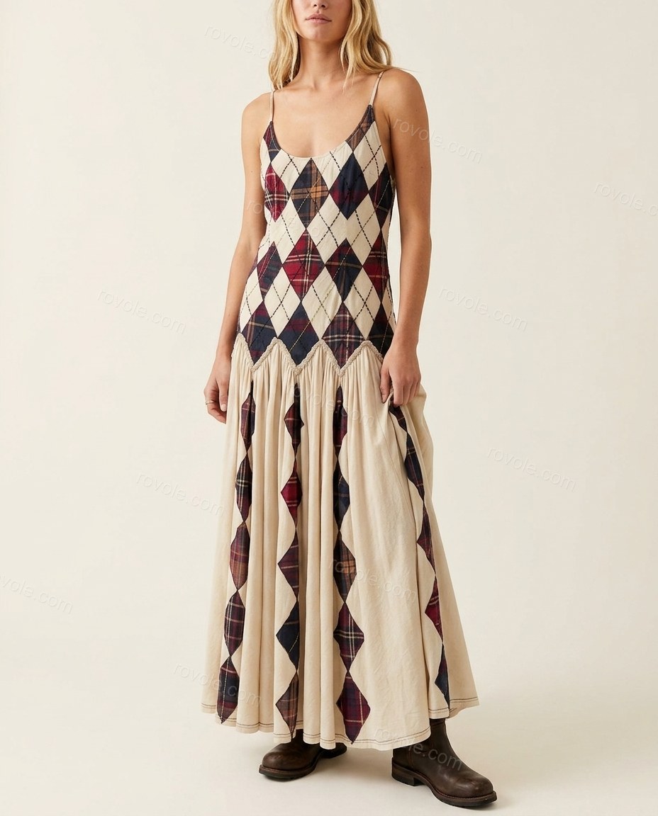 Cream Maxi Open-Back Dress, front studio view, by rovole.com