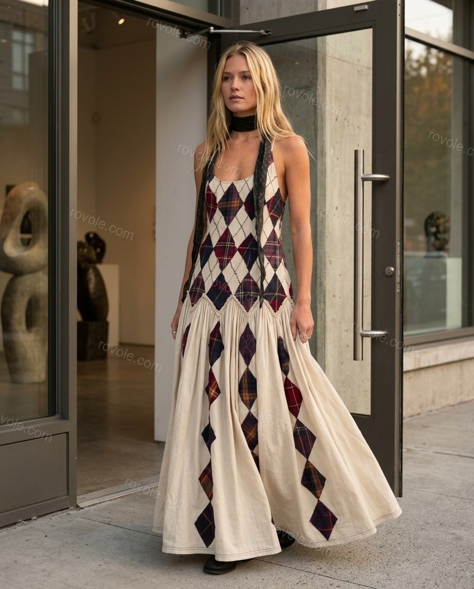 Cream Maxi Open-Back Dress, alternate use-case lifestyle view, by rovole.com