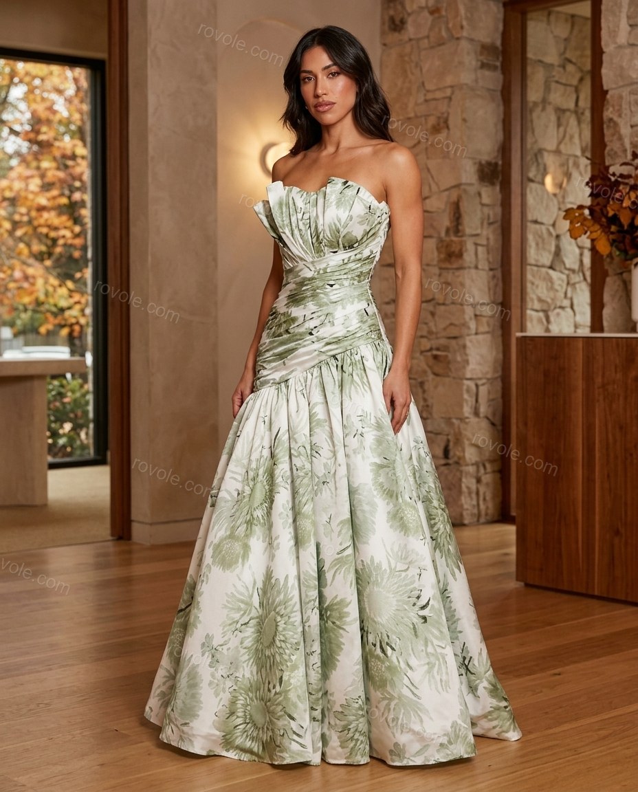 White Floral Maxi Dress, full-length hero view, by rovole.com