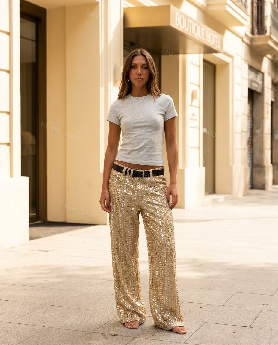 Gold Pants, full-length hero view, by rovole.com