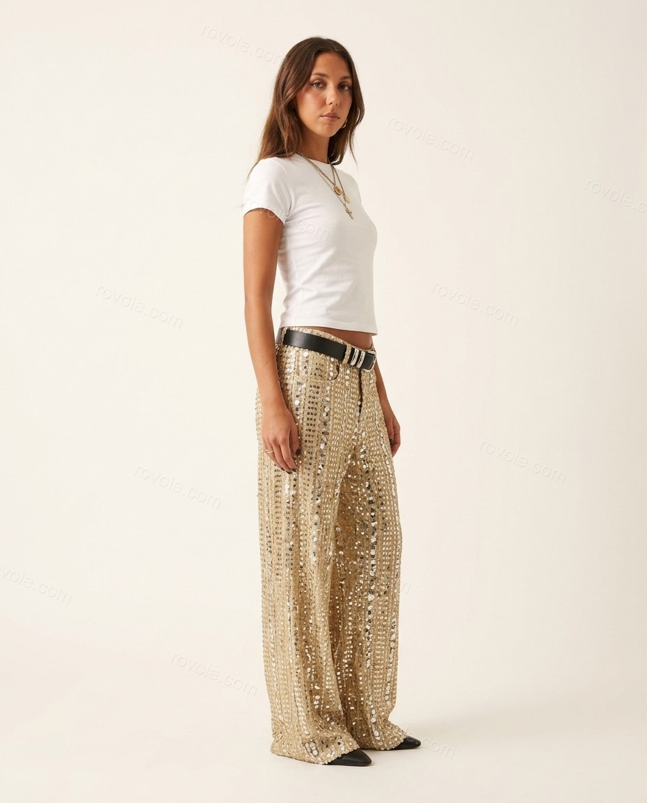 Gold Pants, side and back studio view, by rovole.com