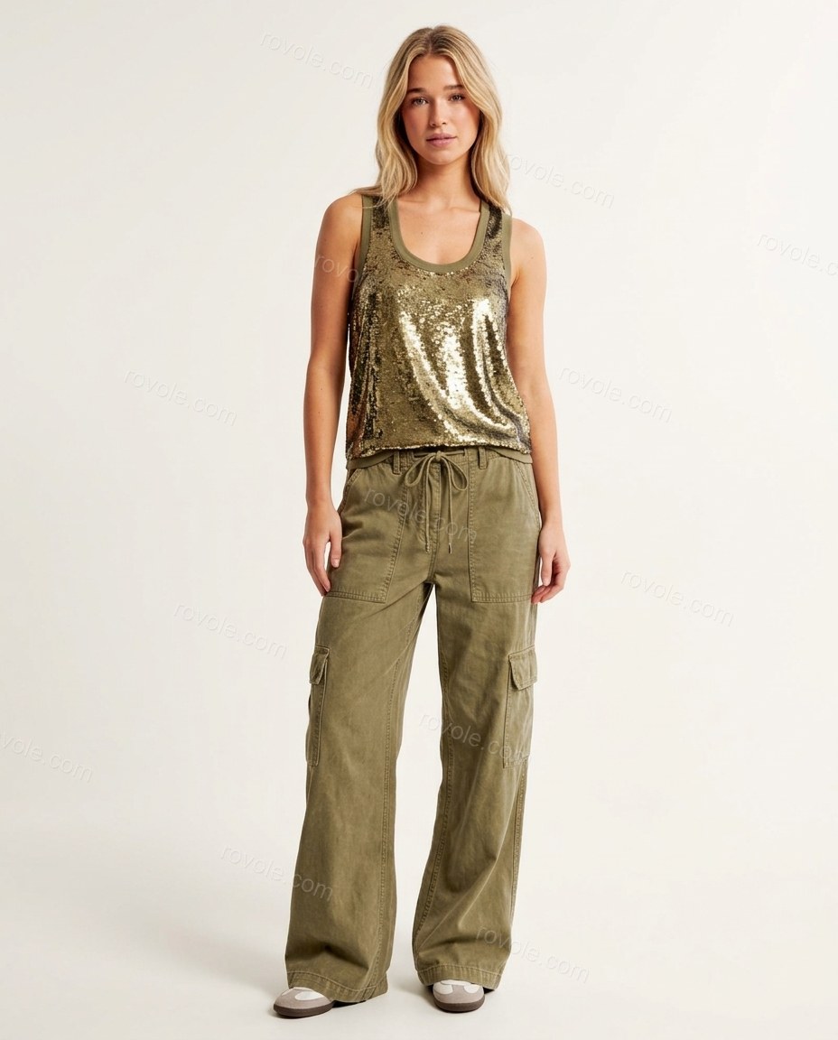 Olive Green Ribbed Top & Pants Set, front studio view, by rovole.com