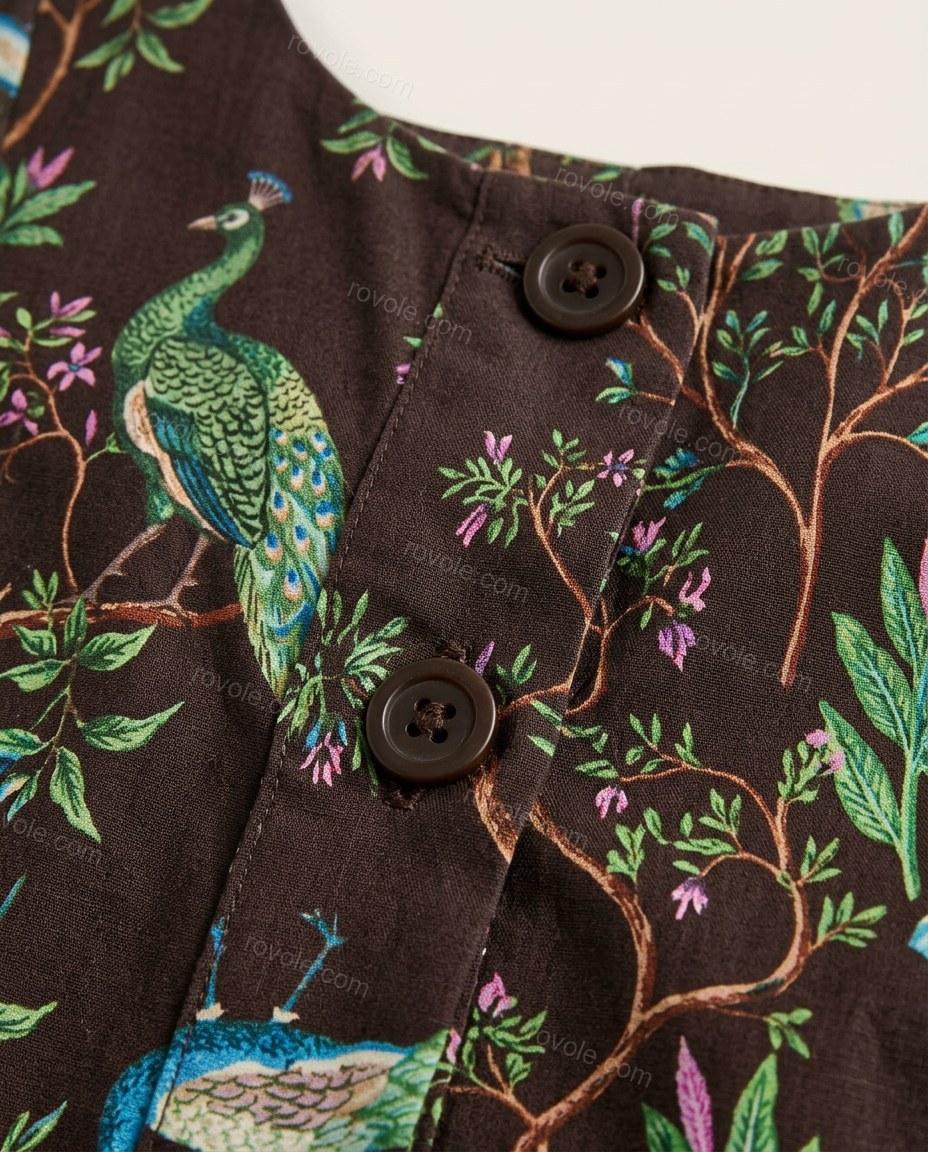 Dark Brown Floral Dress, close-up of floral, by rovole.com