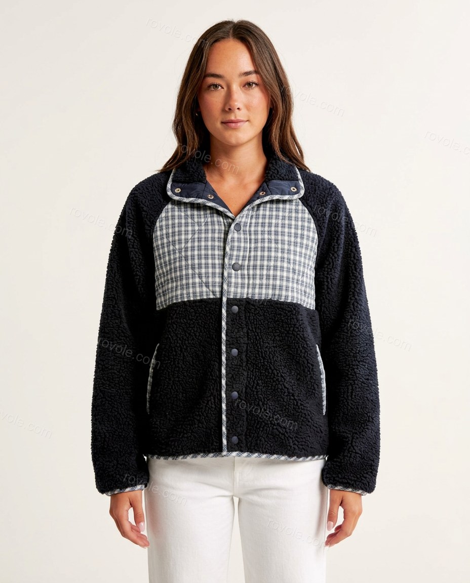 Navy Plaid Jacket, front studio view, by rovole.com