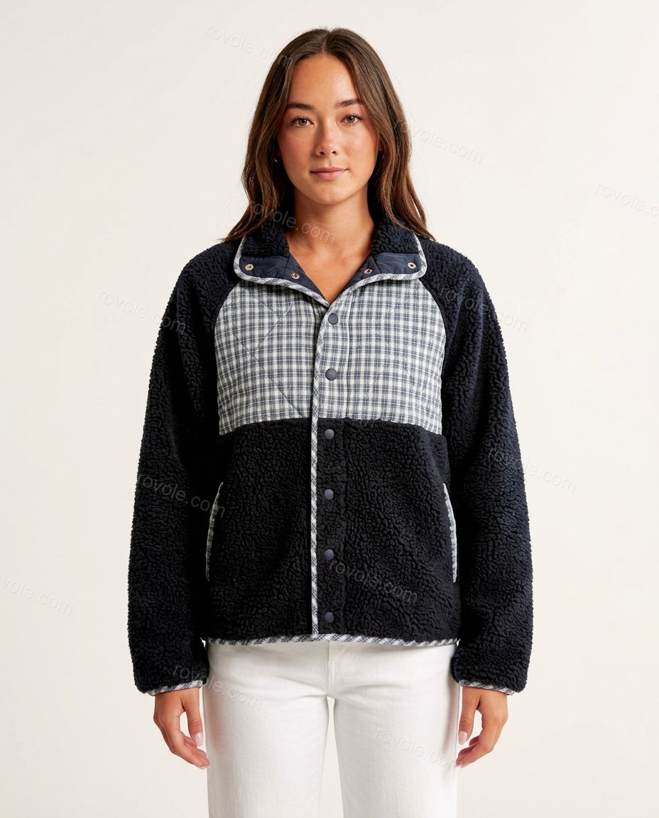 Navy Plaid Jacket, front studio view, by rovole.com