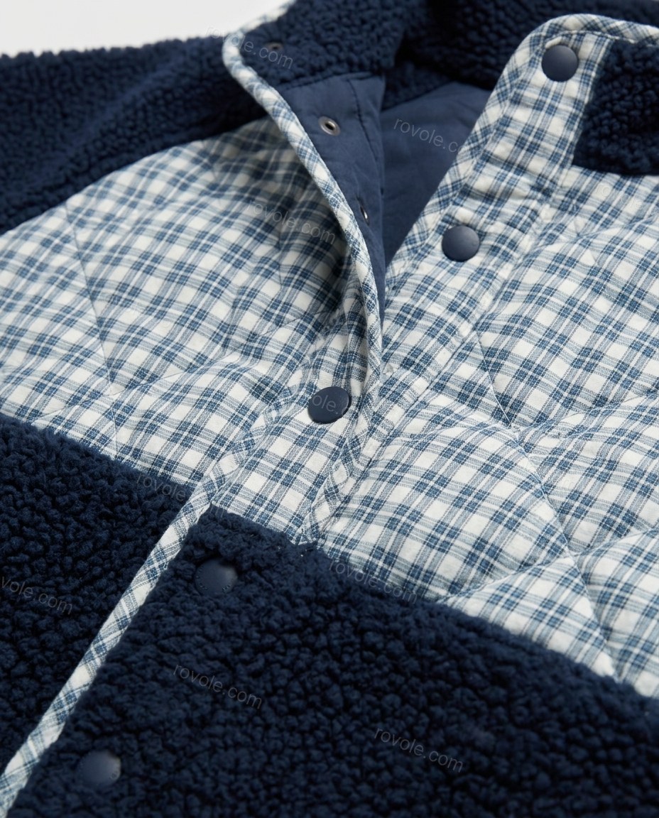 Navy Plaid Jacket, close-up of plaid, by rovole.com
